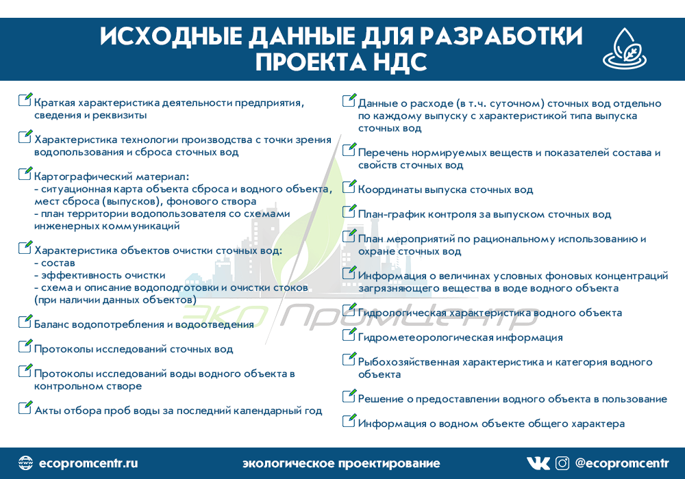 Проект нормативов допустимого сброса веществ и микроорганизмов проект ндс